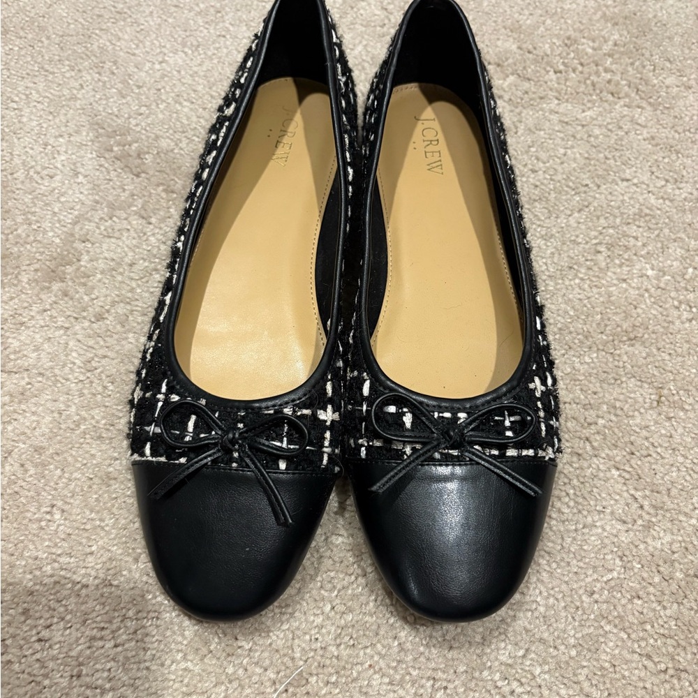 J. Crew Black and White Tweed Ballet Flats